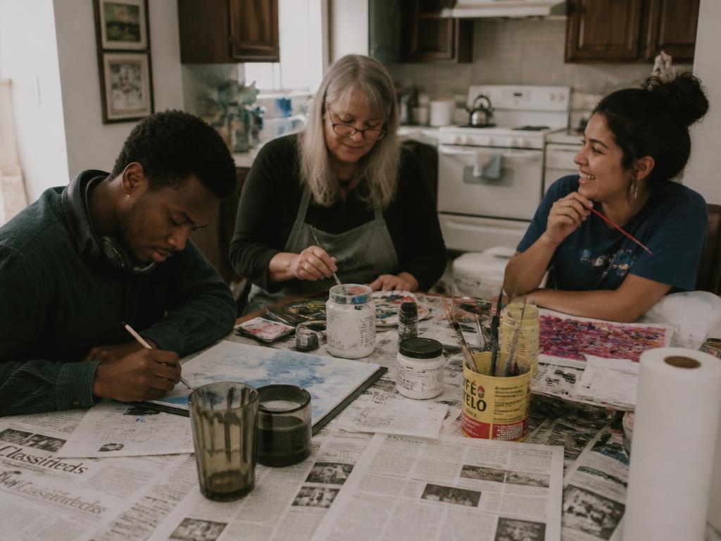 Residents expressing themselves through a creative art activity together